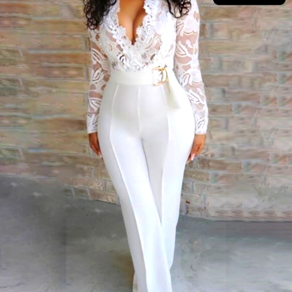 White Lace Top Jumpsuit